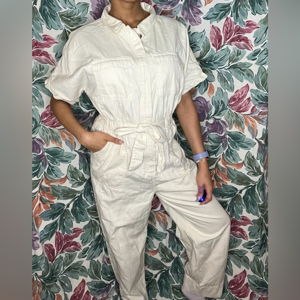 Biege Universal Thread Short Sleeve Button Down P… - image 1